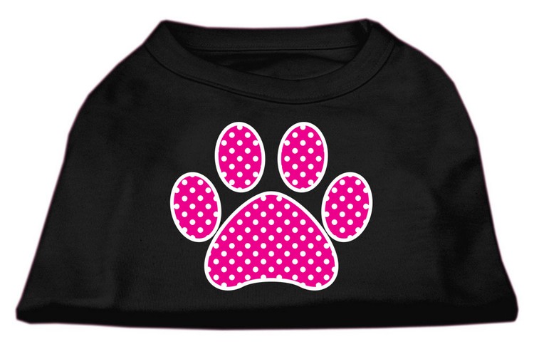 Pink Swiss Dot Paw Screen Print Shirt Black Lg